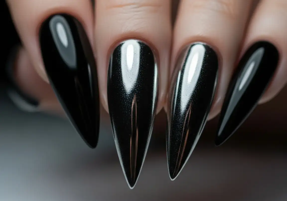 1. Classic Black Chrome Grunge
Grunge Nails