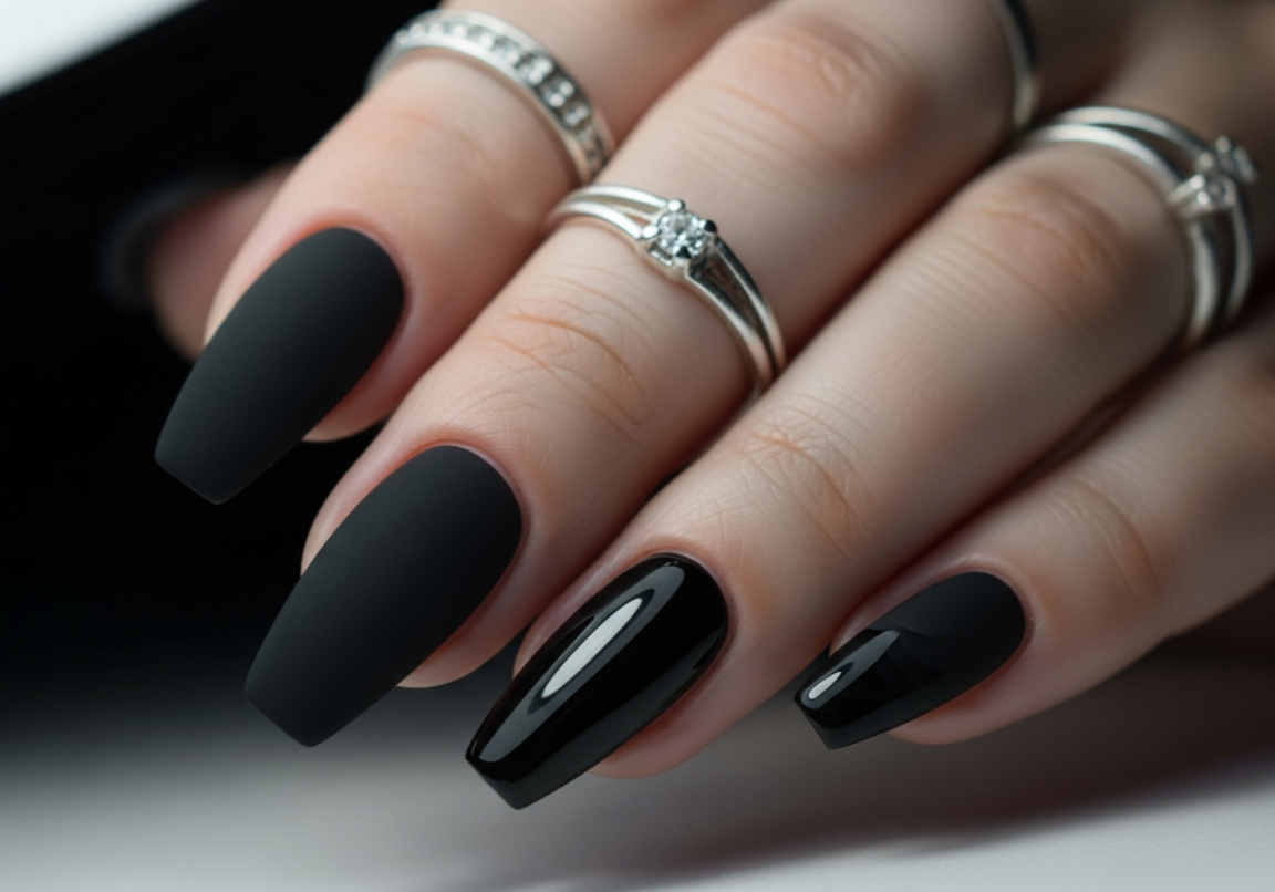 Classic Matte Black Perfection
Bold Gothic Nail Looks