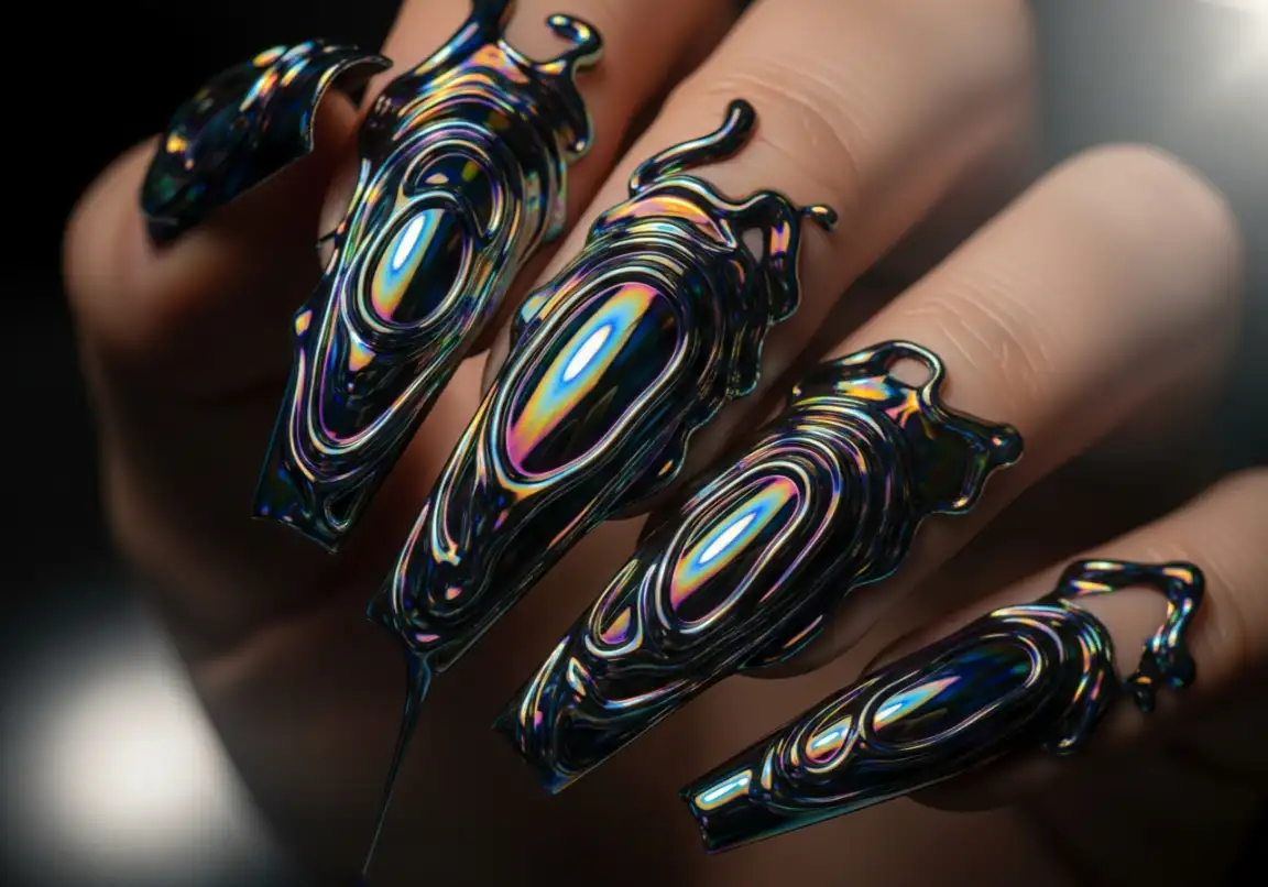10. Molten Metal Chrome
Grunge Nails