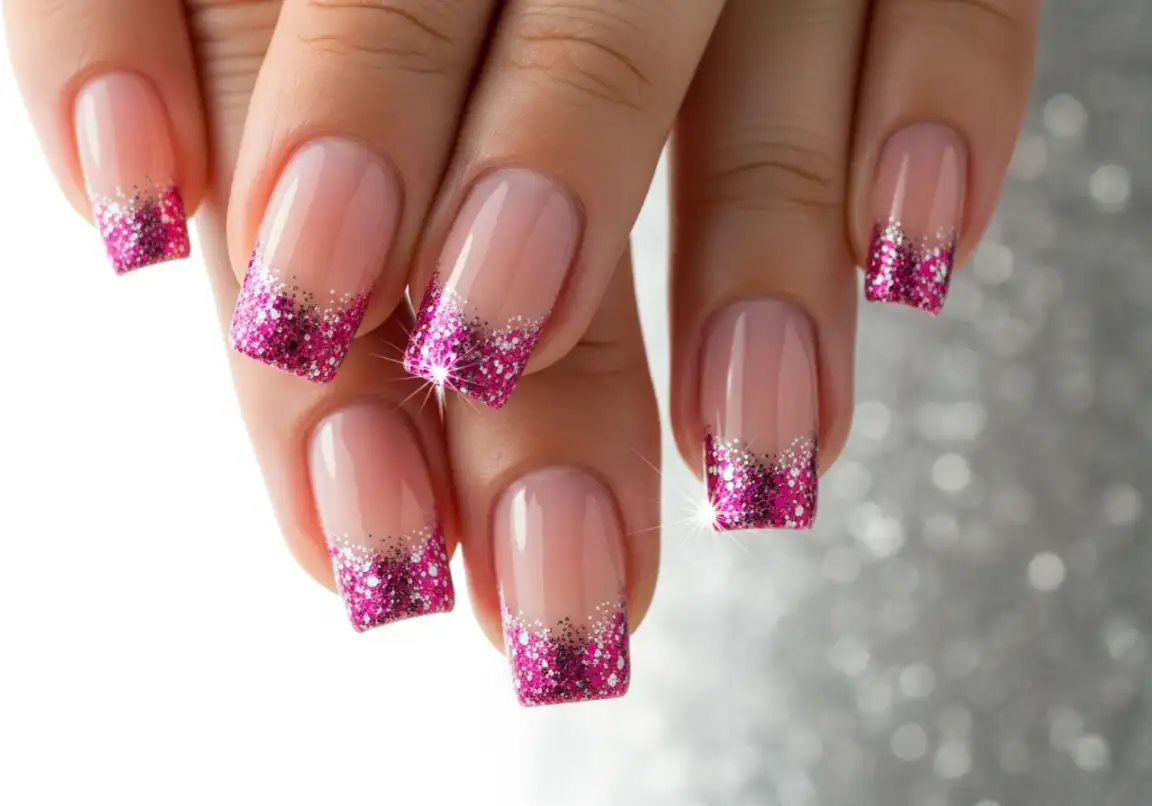 11 Glittering French Tips Valentine’s Day Nails