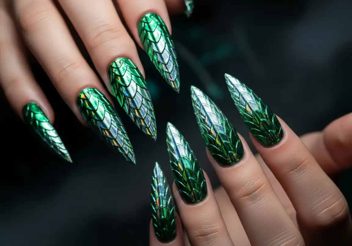 Dragon Scale Stiletto Nails
Stiletto Nails Designs