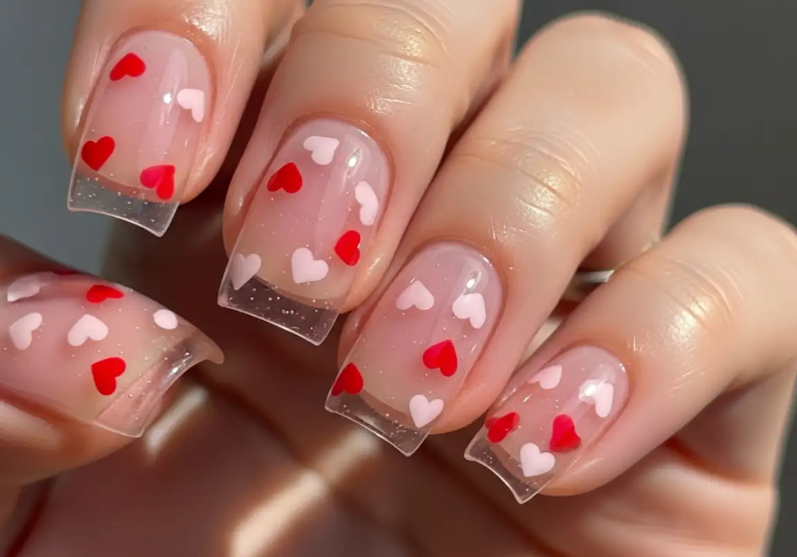 13 Jelly Nails with Heart Details Valentine’s Day Nails