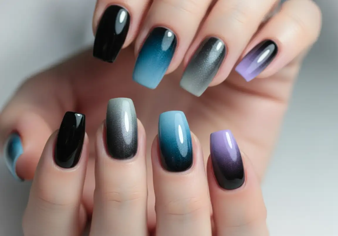 13. Aura Nails in Cool Tones
Grunge Nails