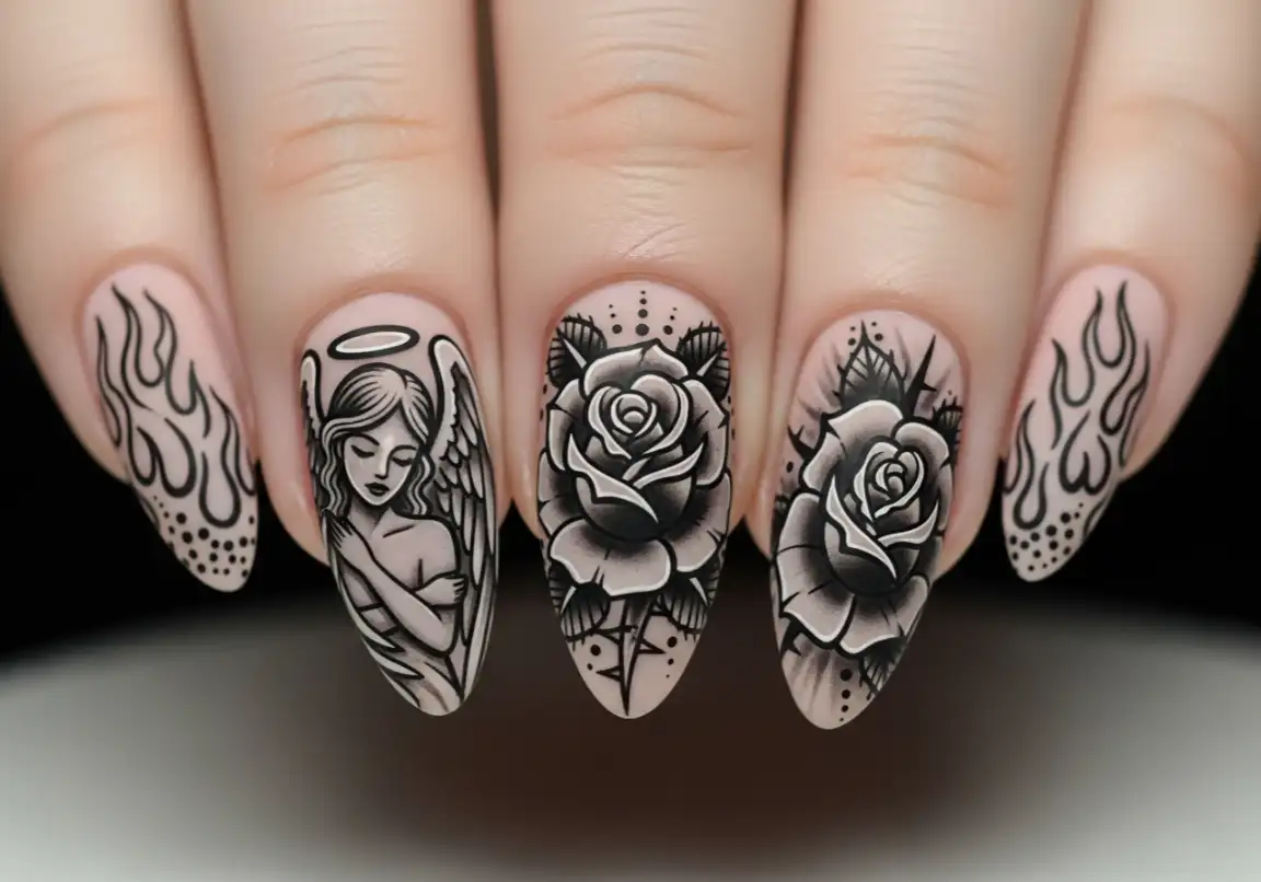 15. Abstract Tattoo-Inspired Art
Grunge Nails