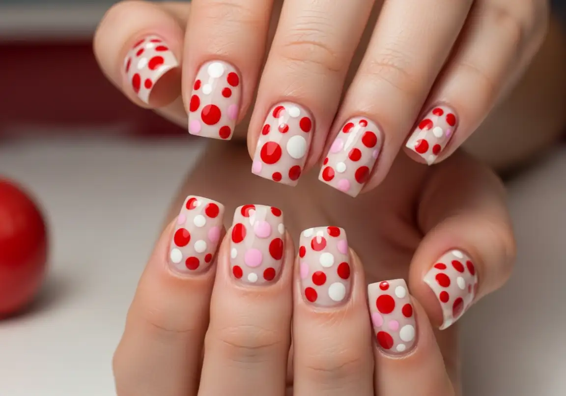 19 Polka Dot Romance Valentine’s Day Nails