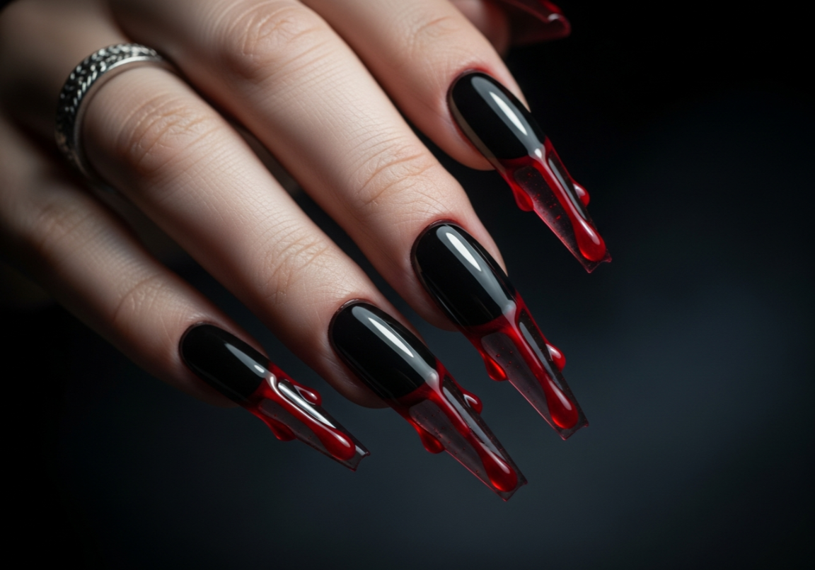 Blood Drip Drama
Bold Gothic Nail Looks