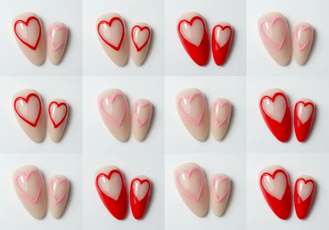 20 Negative Space Heart Designs Valentine’s Day Nails