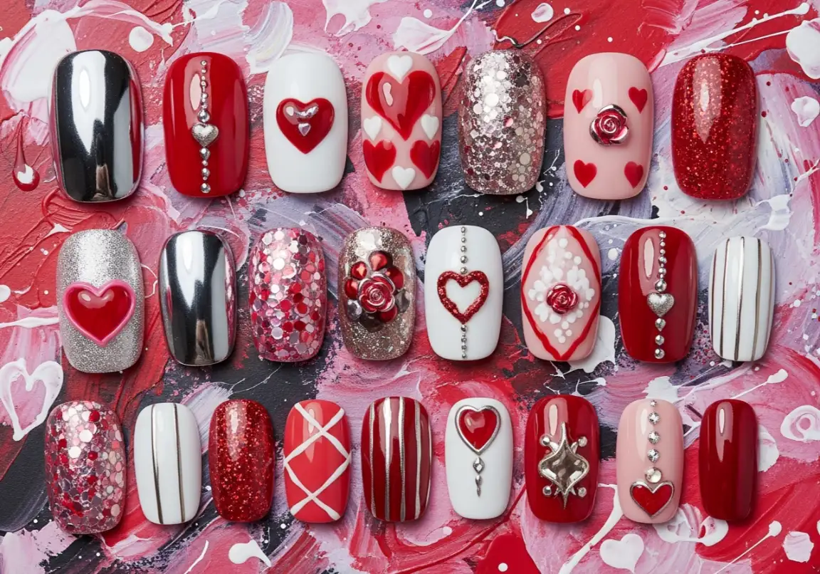 22 Mixed Media Valentine's Designs Valentine’s Day Nails