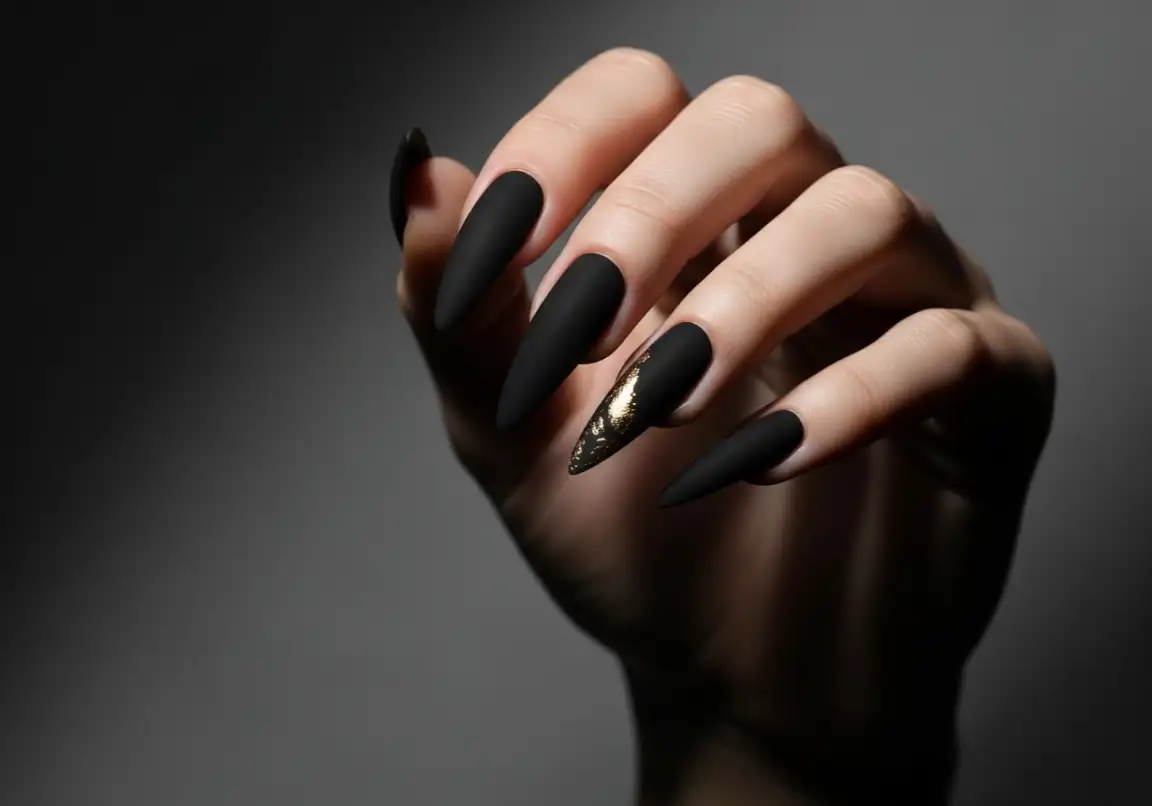Matte Black Stiletto Nails
Stiletto Nails Designs