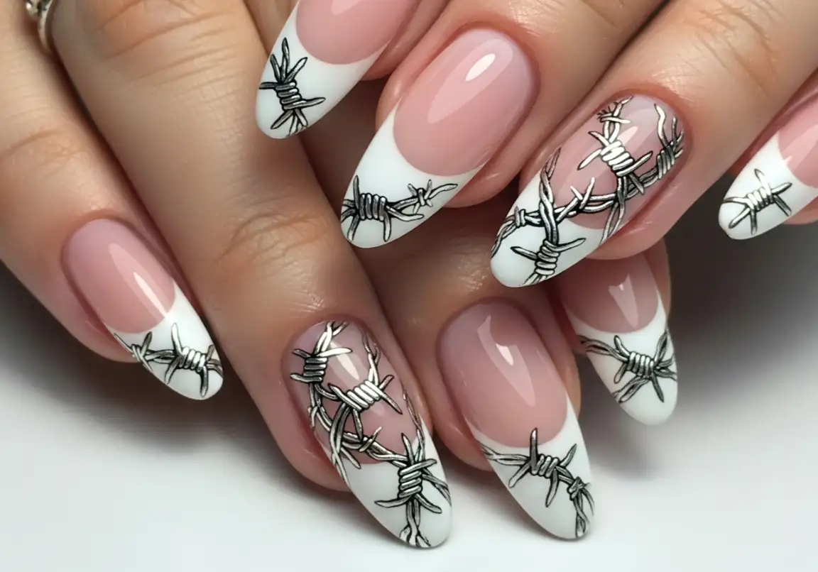 7. Barbed Wire French Tips
Grunge Nails