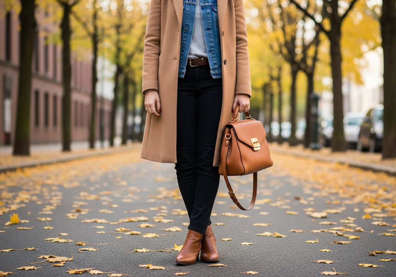 8 Denim Jacket Layered Under a Long Coat