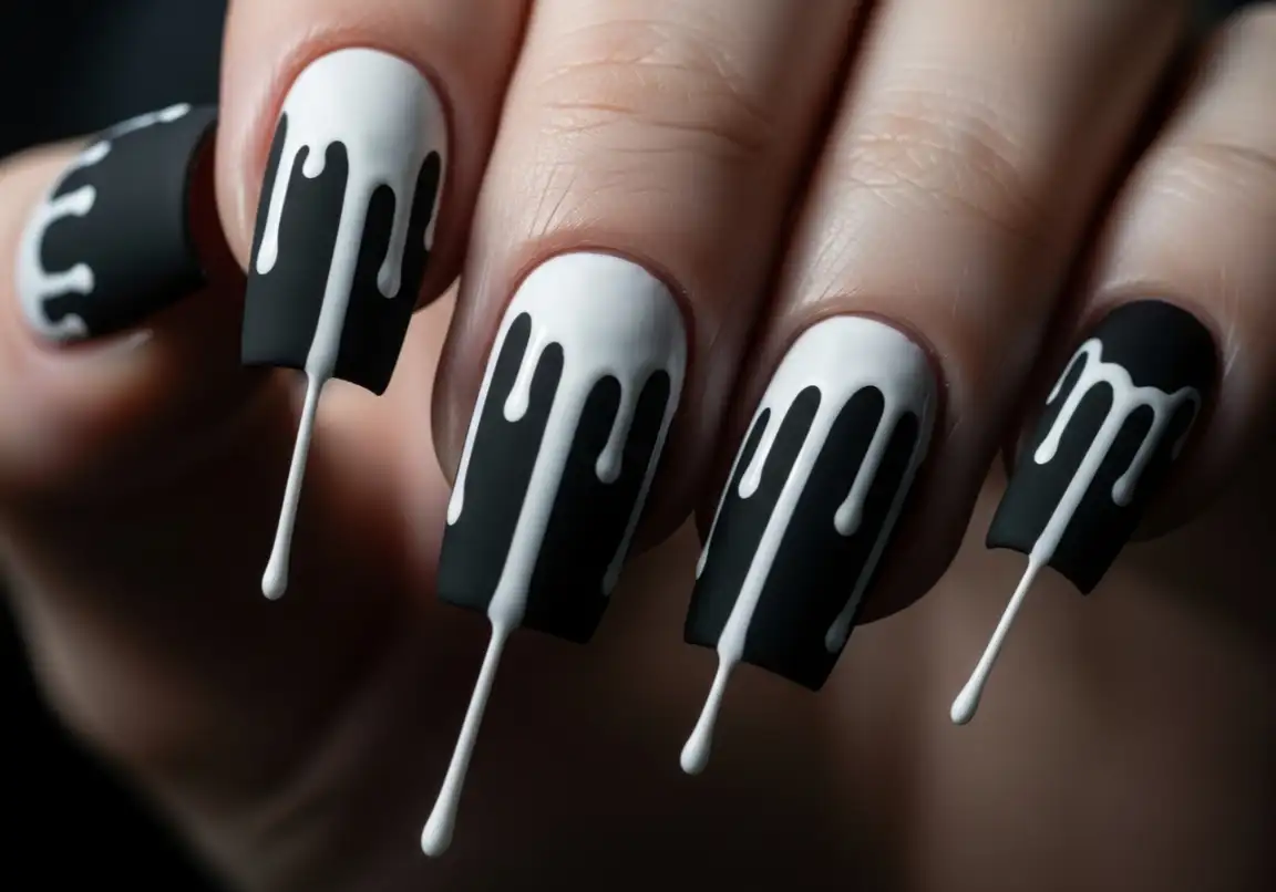 8. Dripping Paint Effect
Grunge Nails