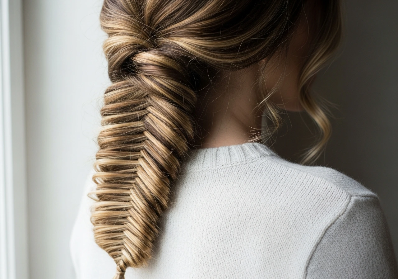 A woman with a beautiful fishtail braid