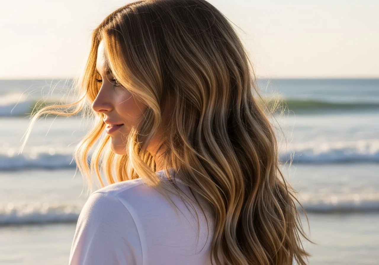 A woman with natural loose wavy hair