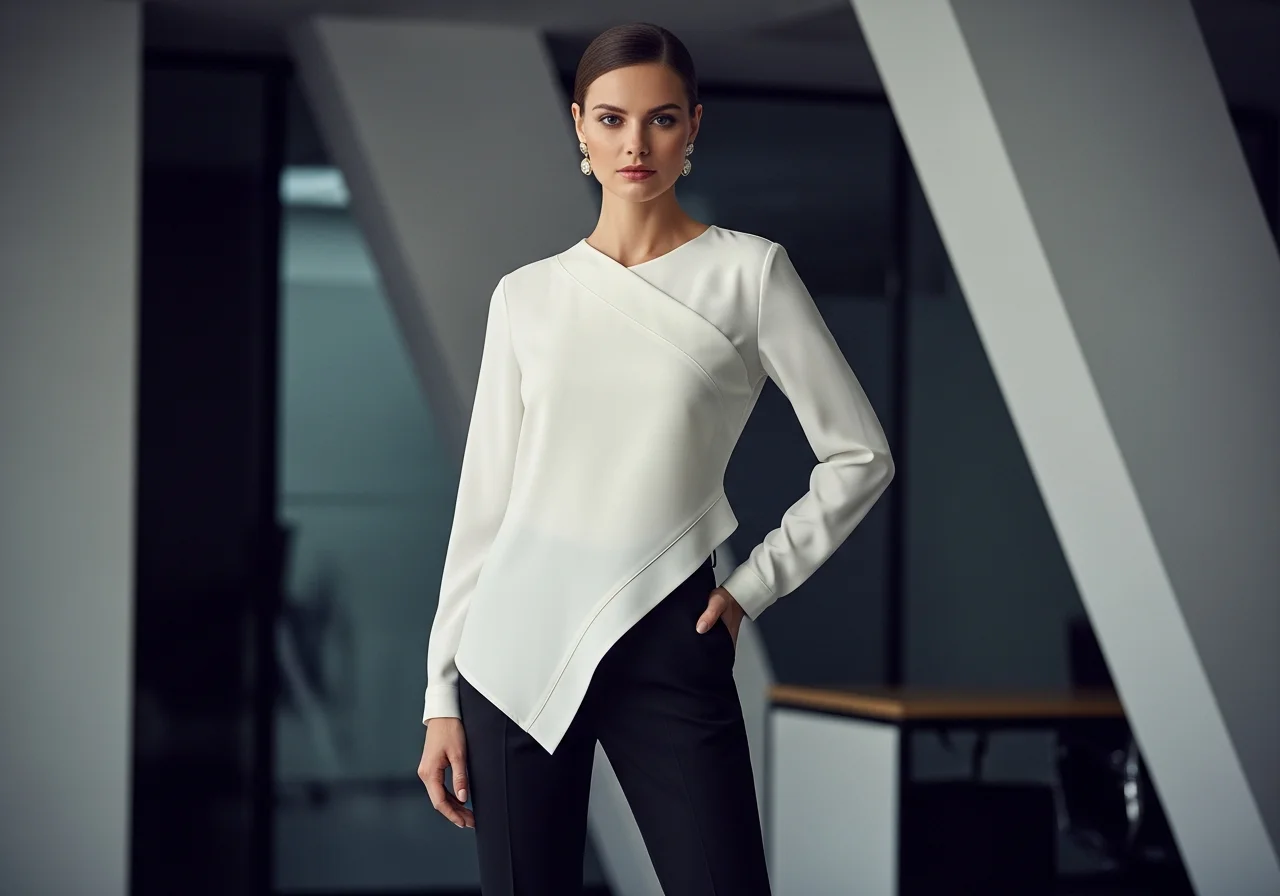 Asymmetrical Top with Tailored Pants
