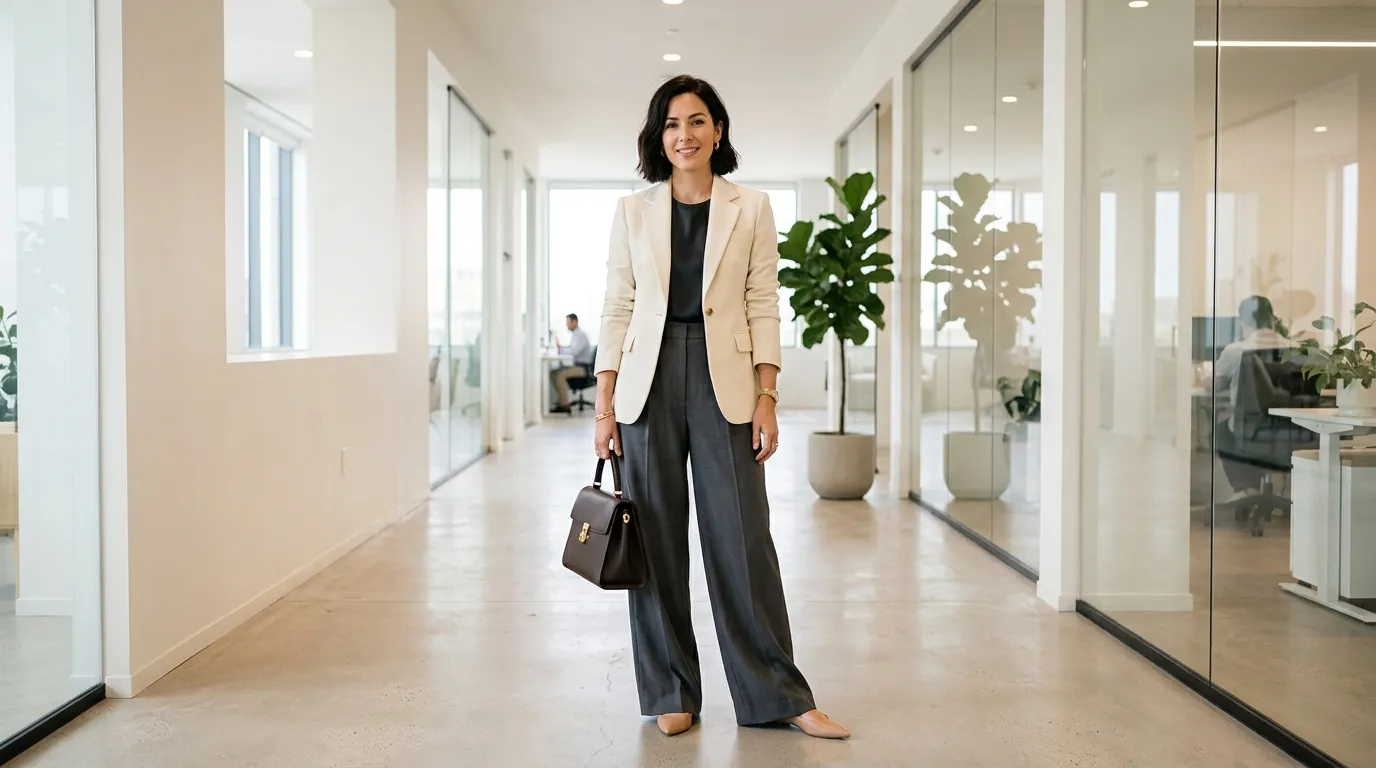 Blazer and Wide Leg Trousers Combination