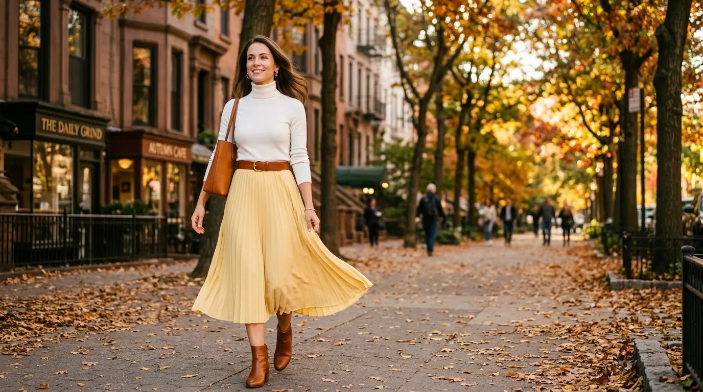Butter Yellow Skirt with Contrasting Textures