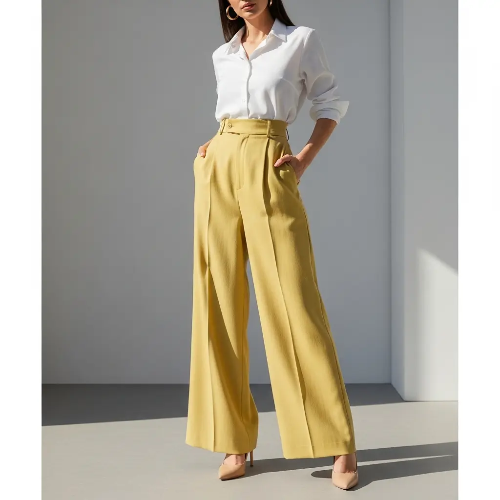 Butter-Yellow-Trousers-with-Neutral-Tops