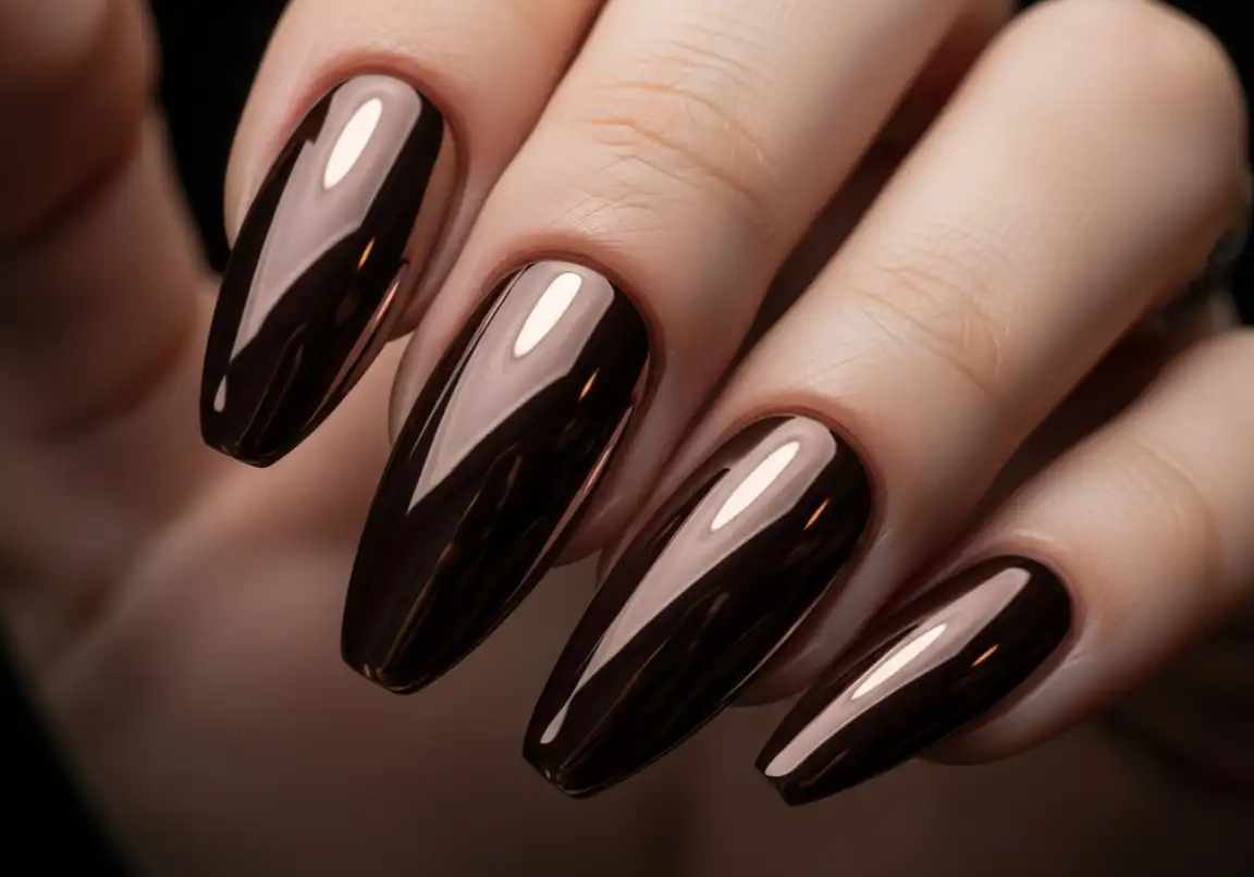 Espresso Brown with Mirror Chrome
Best Brown Chrome Nails Ideas