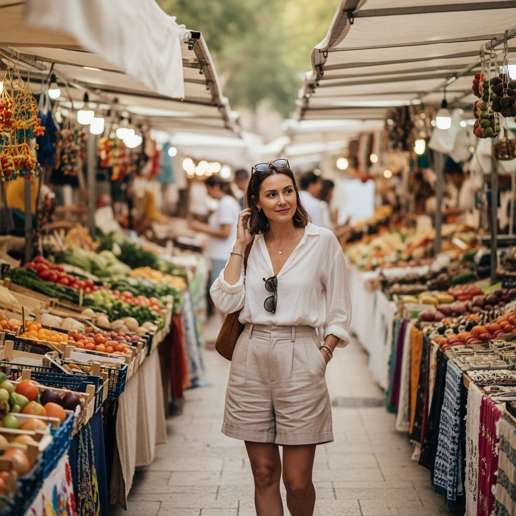 Linen-Shorts-with-a-Flowy-Blouse.