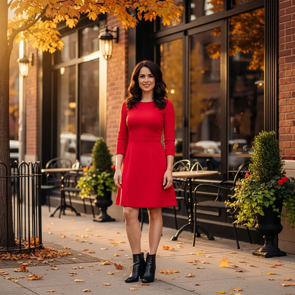 Little-Red-Dress-with-Ankle-Boots.