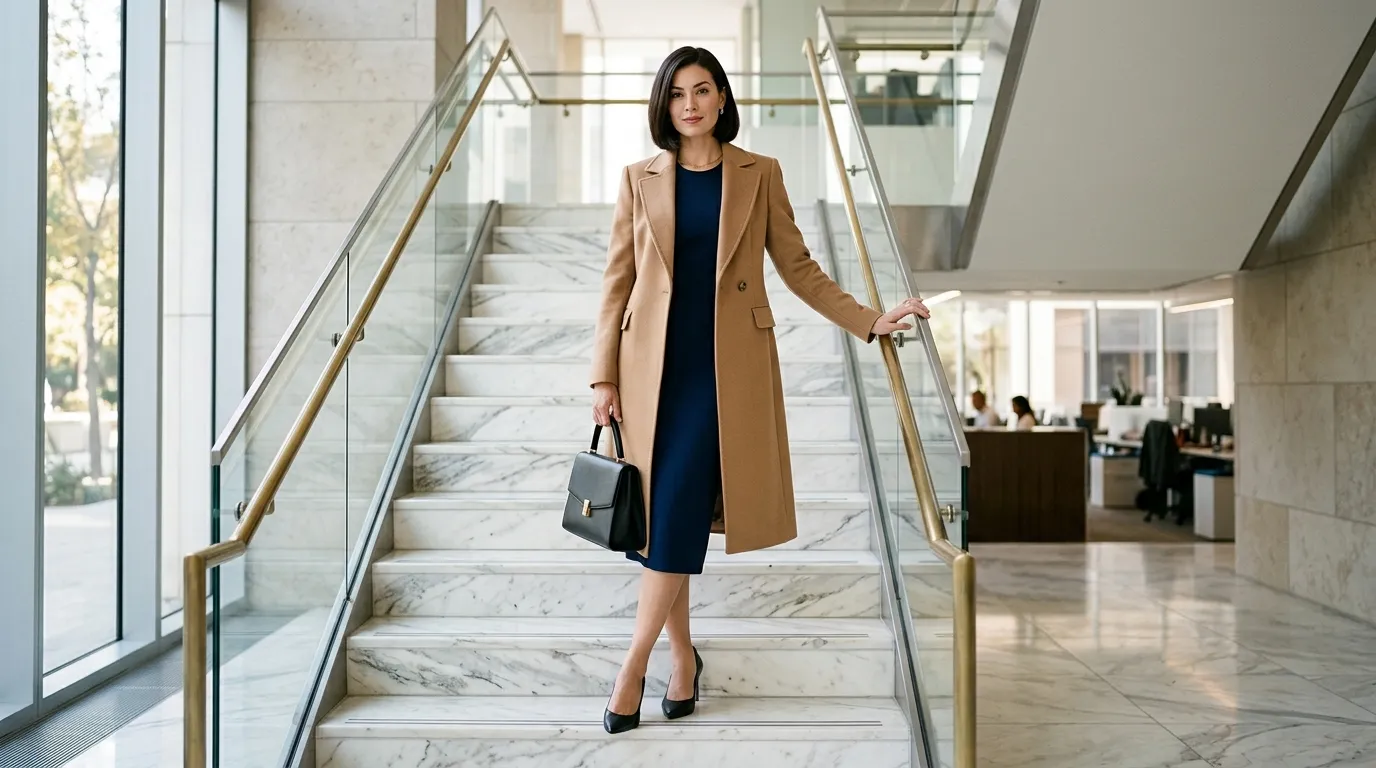 Midi Dress with Structured Outerwear