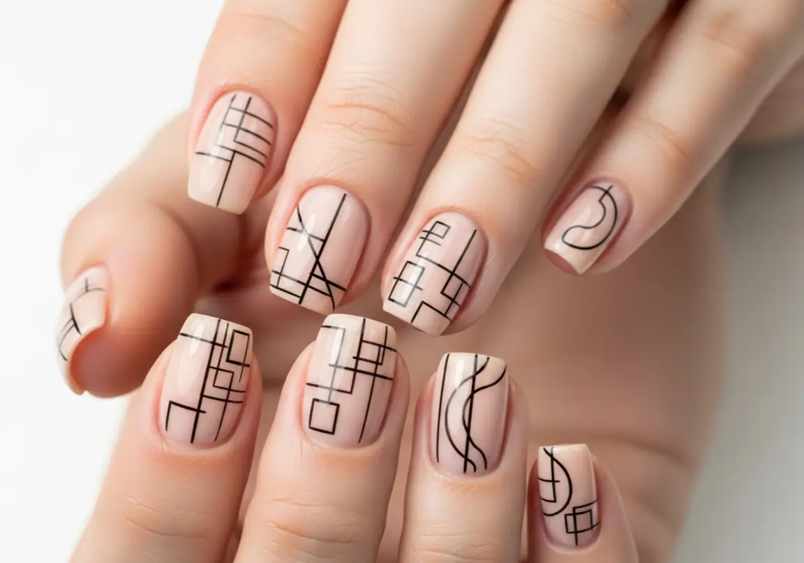 Minimalist Line Art Viral Gel Nail Ideas