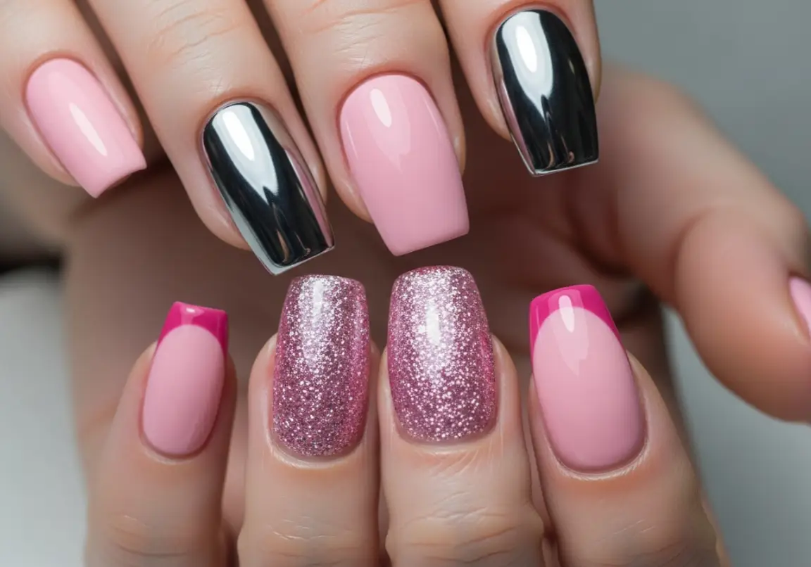 Mix and Match Finishes Viral Gel Nail Ideas