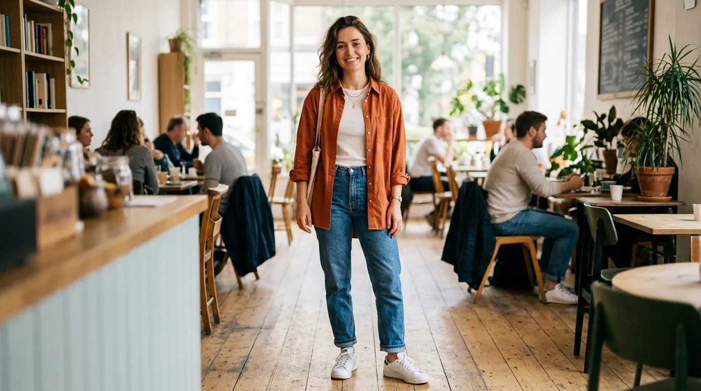 Orange Oversized Shirt as a Layering Piece