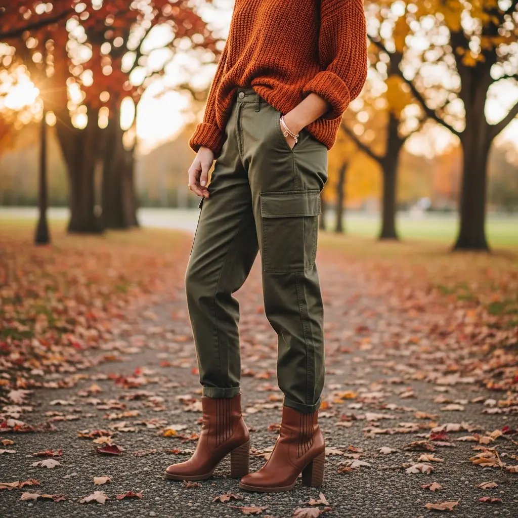 Orange-Top-With-Olive-Green-Bottoms