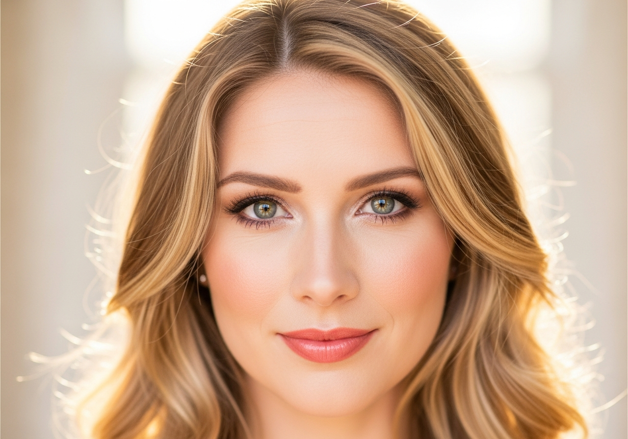 Soft portrait of a woman with vanilla blonde hair