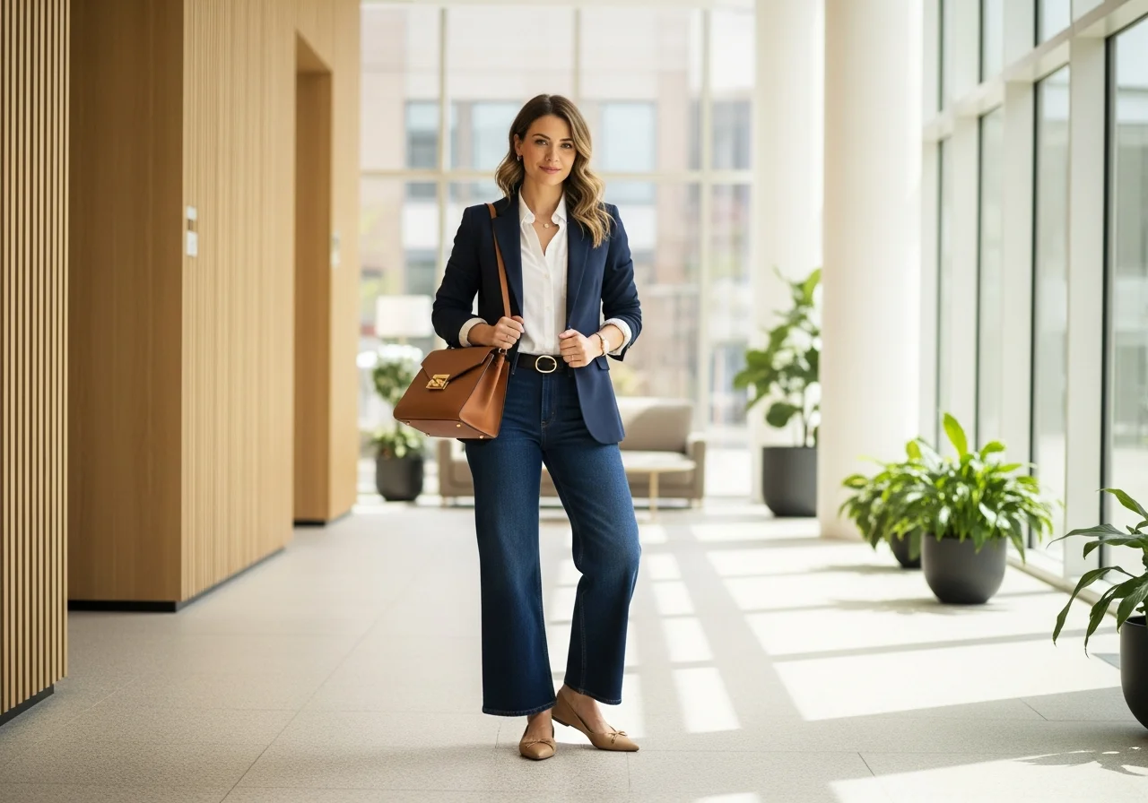 The Blazer and Wide Leg Jeans Power Pairing