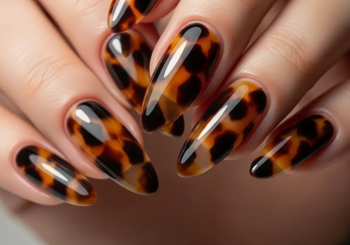 Tortoiseshell Effect Viral Gel Nail Ideas