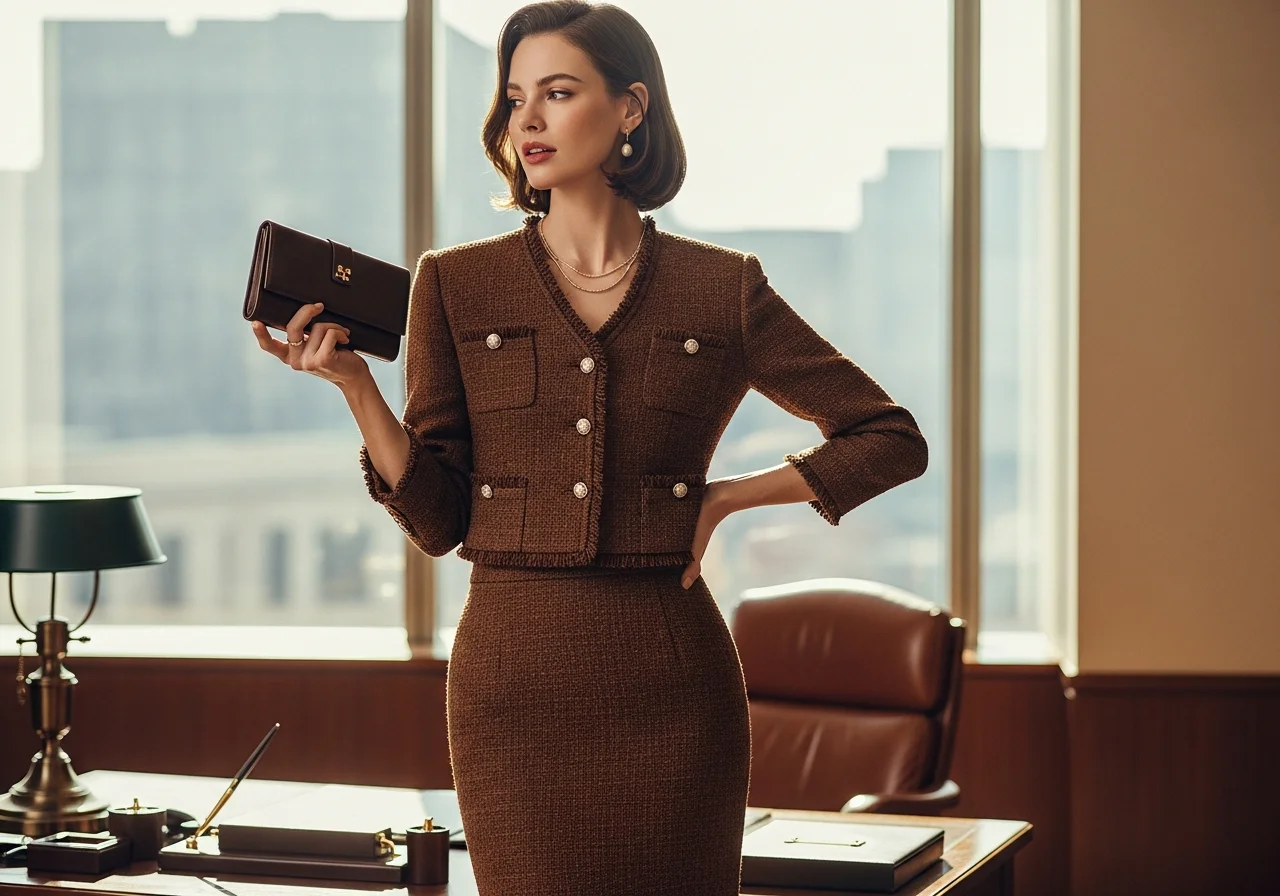 Tweed Jacket with Pencil Skirt