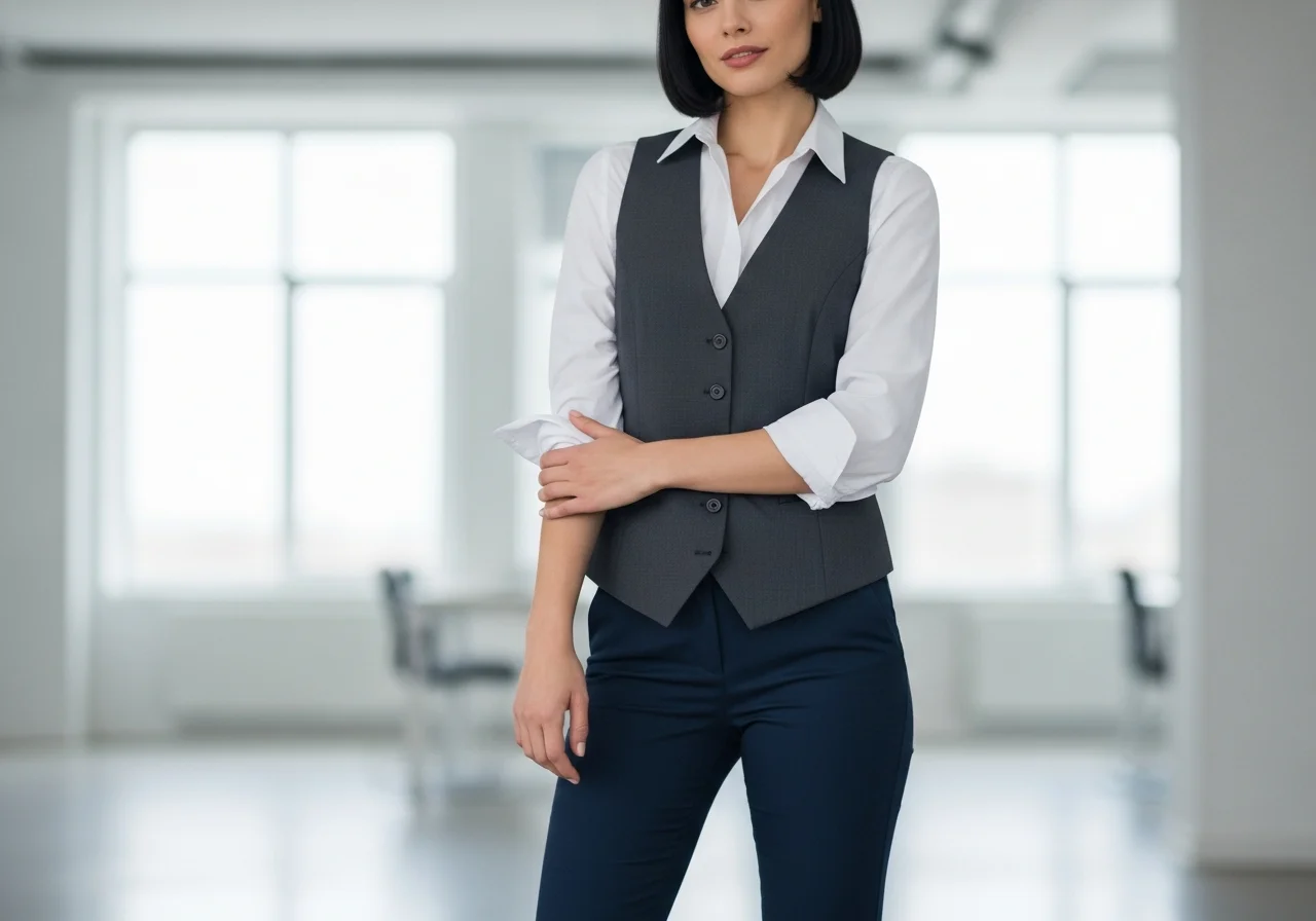 Vest Over Button-Down Shirt