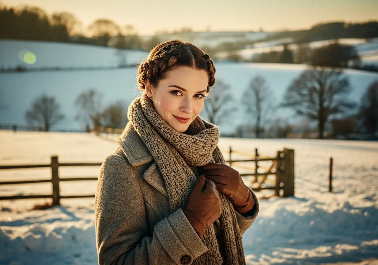 Woman with classic milkmaid braids pinned across crown