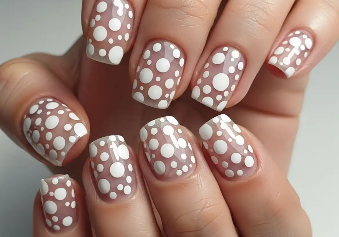 11 White Chrome with Abstract Dots Chrome Nails Ideas
