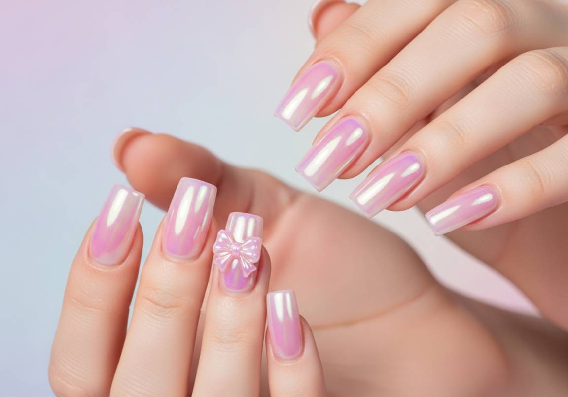 17. Pink Glazed Donut with Bow Accent
Square Valentines Nails