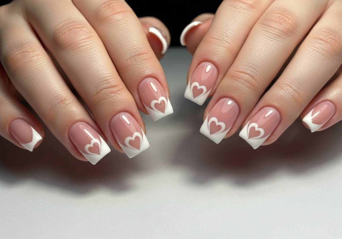 3. French Tips with Heart-Shaped Tips
Square Valentines Nails