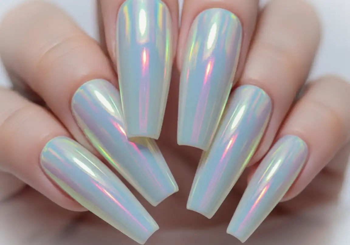 5 Holographic White Chrome Chrome Nails Ideas