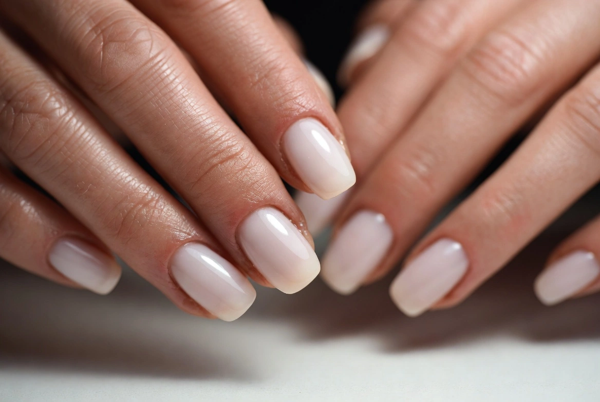 9: Milky White Base with Soft Pink French Tips
Simple Valentines Nails