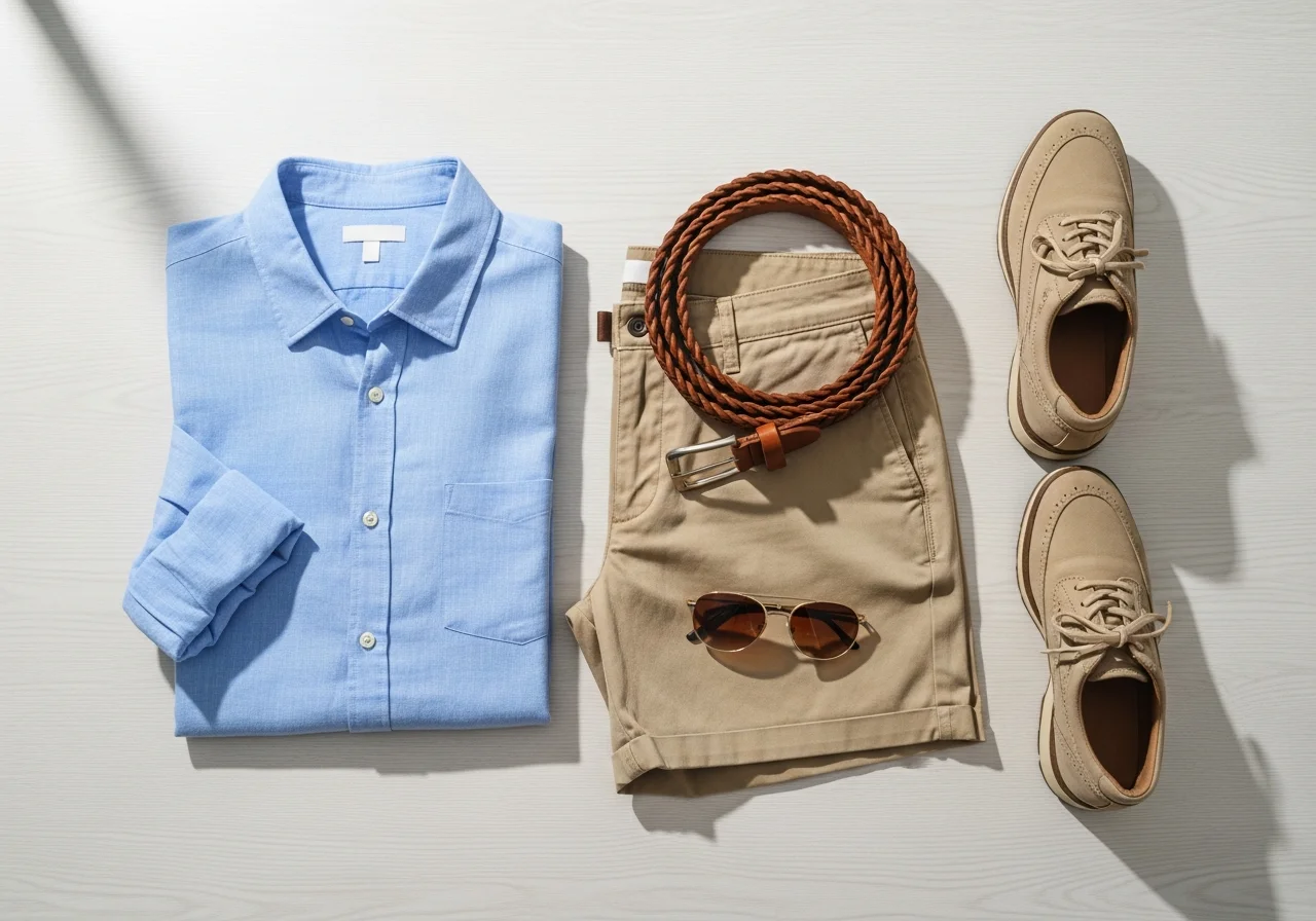 Casual Button-Up and Shorts