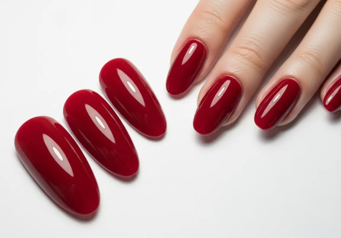 Cherry Red Glossy Classics Valentine Nails