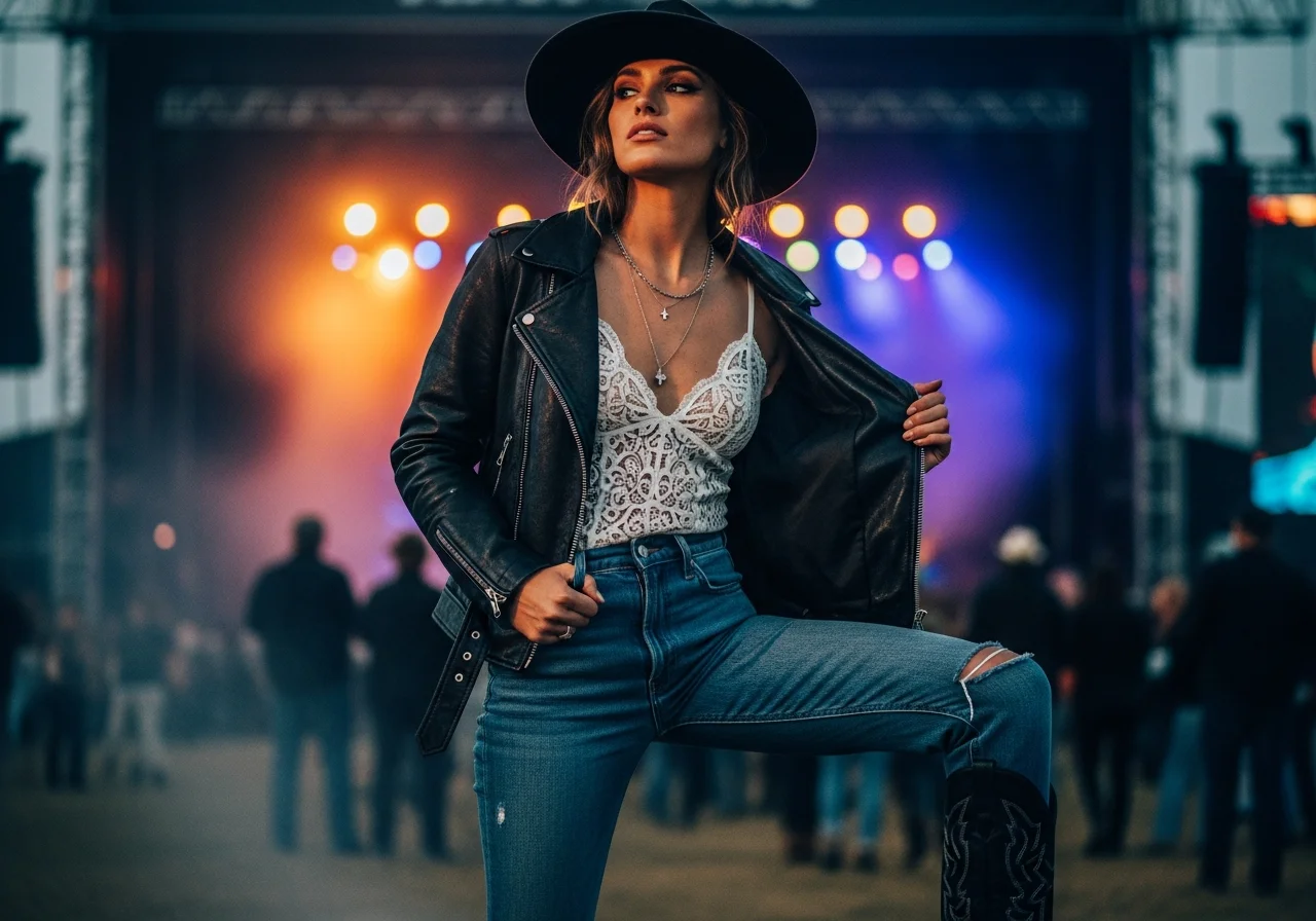 Leather and Lace Contrast