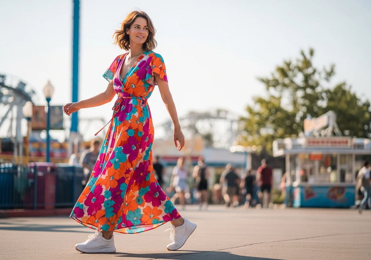 Lightweight Maxi Dress with Sneakers