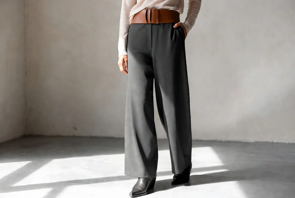 Tailored Wide-Leg Trousers with Sweater