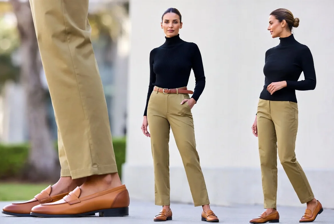 Turtleneck Sweater and Loafers Preppy Elegance