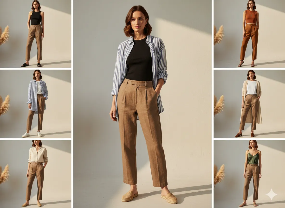 10 Plus Cute Brown Linen Pants Outfits Worth Trying Right Now