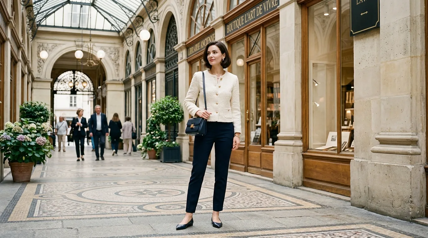 A Bouclé Jacket With Tailored Trousers