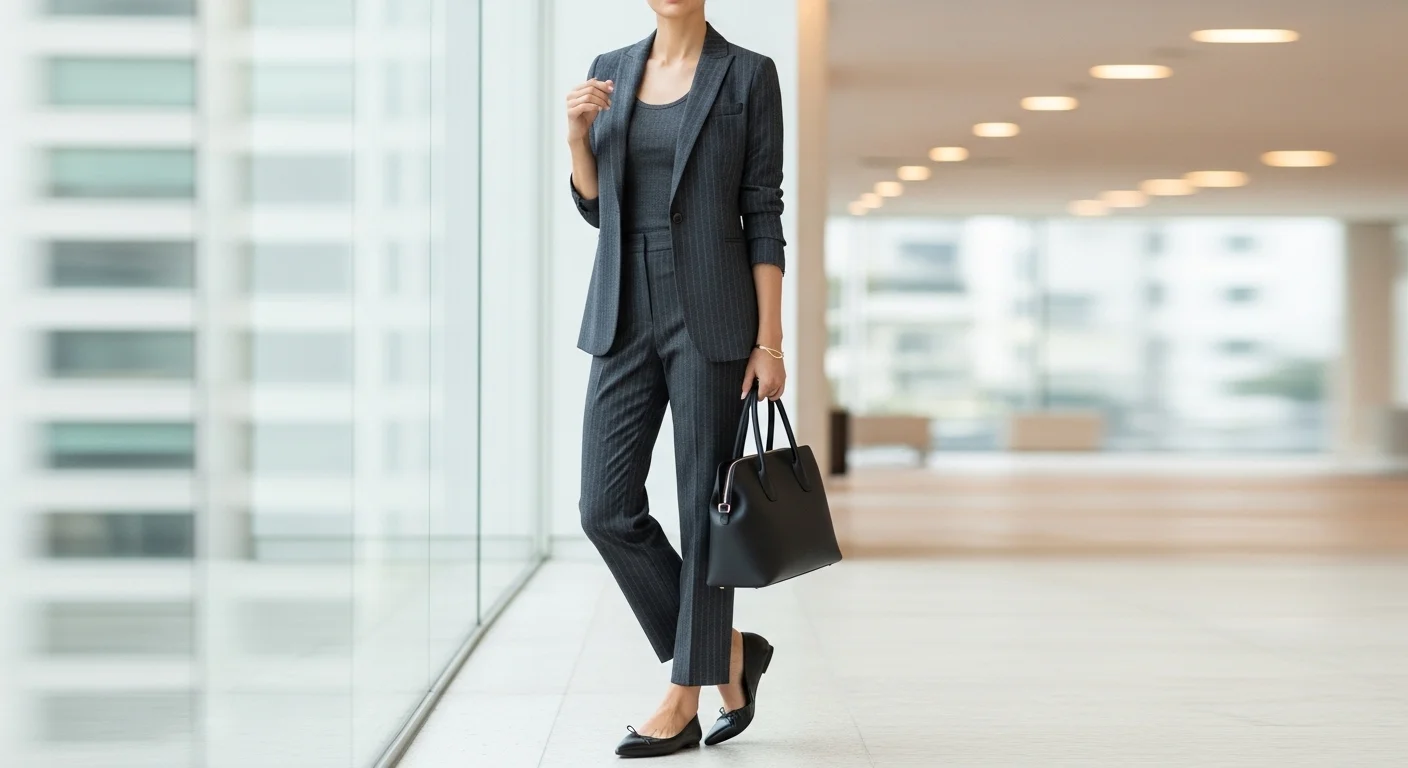 Ballet Flats with a Tailored Suit for Work